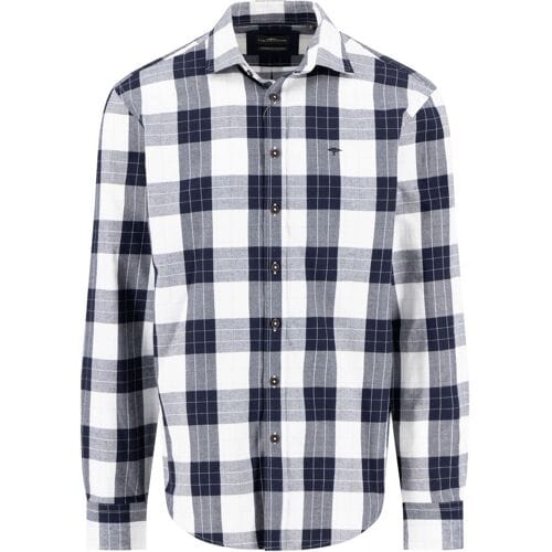 Fynch-Hatton Overhemd Modern Flanel Check Kent Collar Navy / male