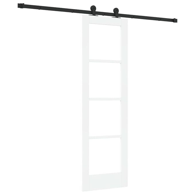 vidaXL - Schuifdeur - ORKDAL - Wit - 61 - x - 198,5 - cm - Massief - grenenhout - en - glas