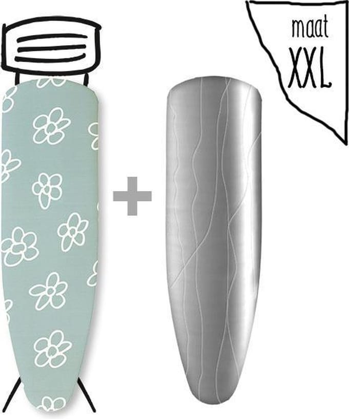 Leuke Strijkhoezen | Strijkhoes met een Stoom Molton - bloemen groen - maat XXL - complete set