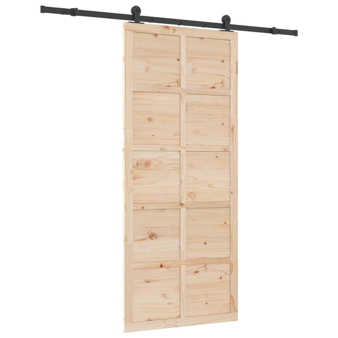 vidaXL - Schuifdeur - 100 - x - 208 - cm - Massief - grenenhout - Naturel