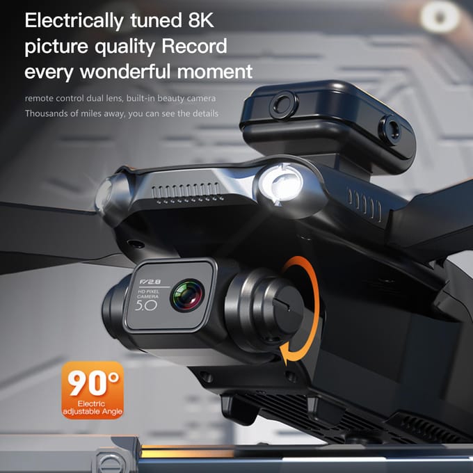 GPS Afstandsbediening Drone met Camera 8K Dubbele Camera 5GWIFI 360 graden Obstakel vermijden Headless-modus without GPS-2 battery zwart