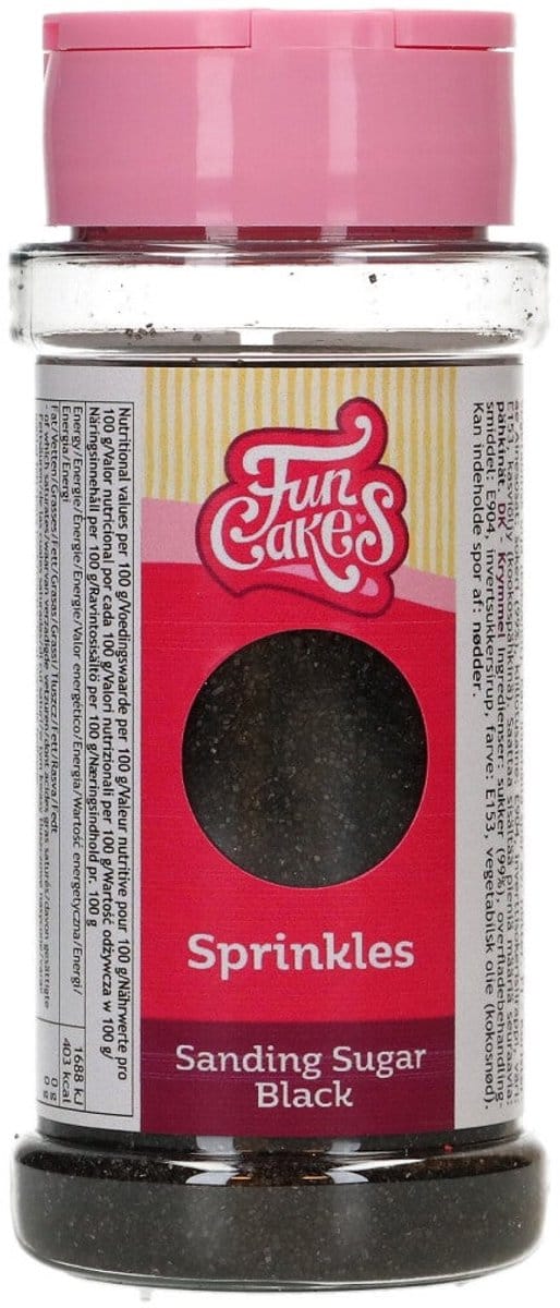 FunCakes Sanding Sugar - Zwart - 80g - Gekleurde Suiker - Eetbare Taartdecoratie