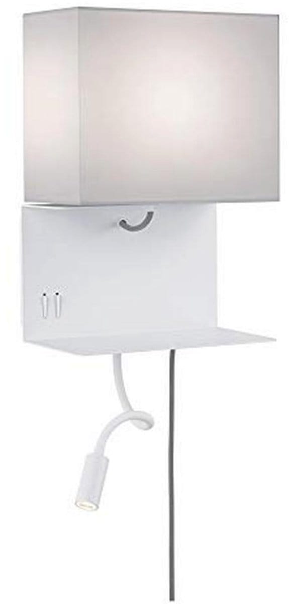 LED Wandlamp met Plank en Leeslamp - Grijs/Wit, Moderne Verlichting met USB Aansluiting