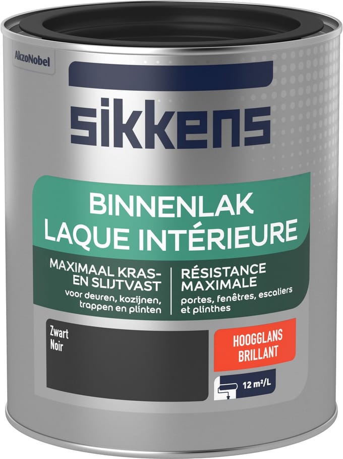 Sikkens - Binnenlak Hoogglans - Zwart - 750 Ml