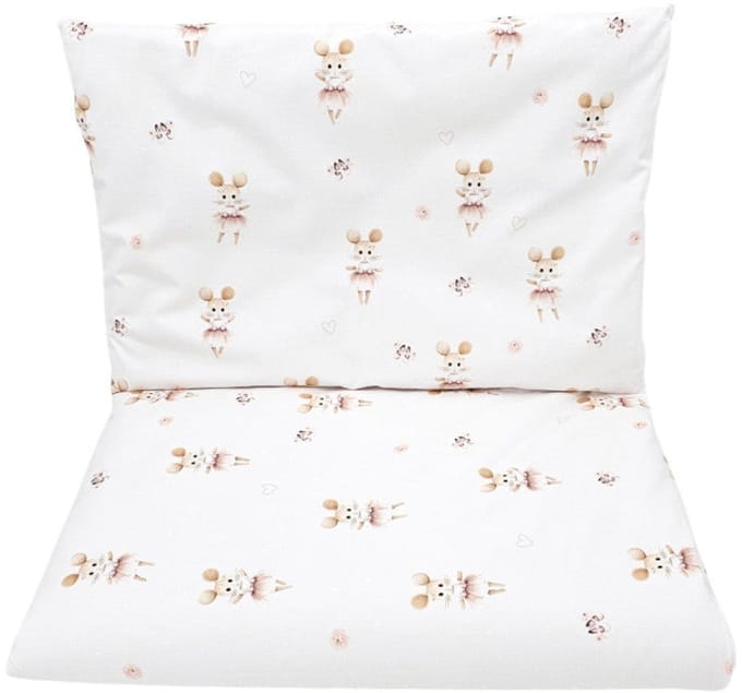 Printed cotton bedding - 2-piece 135×100 cm Ballerina Mouse