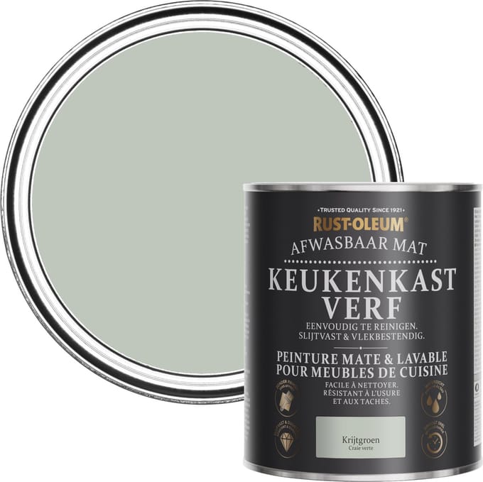 Rust-Oleum Groen Afwasbaar Mat Keukenkastverf - Krijtgroen 750ml