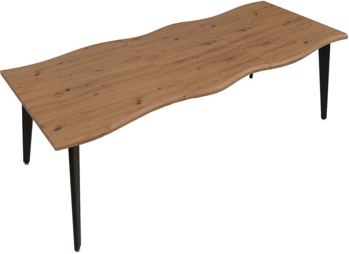 Eettafel MCW-O60, uitschuifbare eettafel, ijzer MDF uitschuifbaar 160-220 cm ~ walnootlook