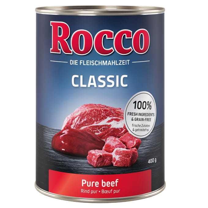 Probeer nu: 1 Rocco blik 400 Hondenvoer - Classic Rund puur