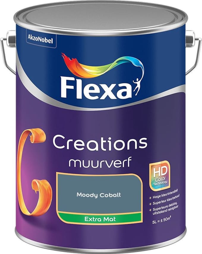 Flexa - Creations Muurverf Extra Mat - Moody Cobalt - Mengverf - 5 L