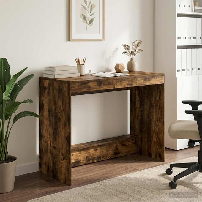 vidaXL - Bed - Bureau - Gerookt - eiken - Bewerkt - hout - 100 - x - 45 - x - 75 - cm