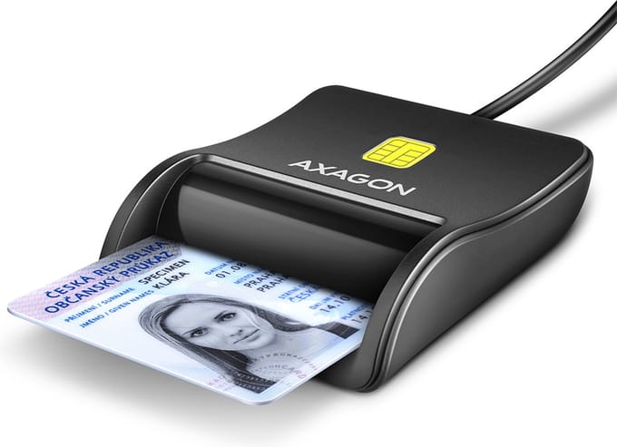 Lecteur de carte à puce AXAGON CRE-SM3N USB 1,3 m câble noir