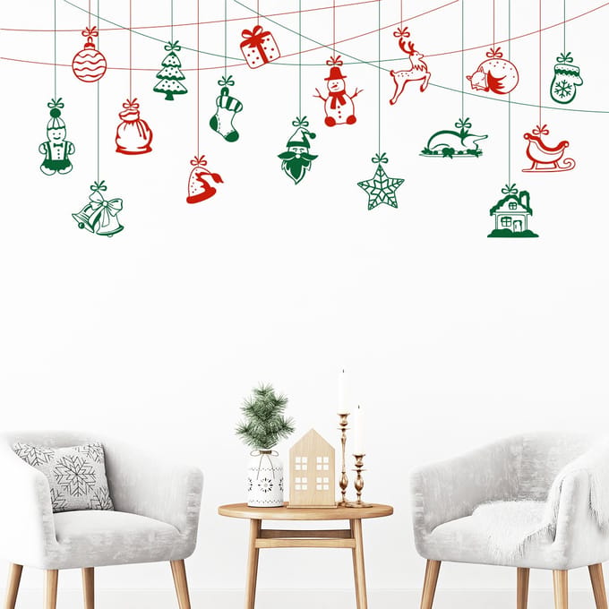 Kerststicker, sprookjesachtige slinger - Kerststickers - feestdecoraties - 30x70cm