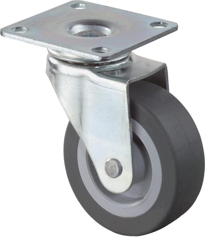 Zwenkwiel 25Mm Rubber Grijs