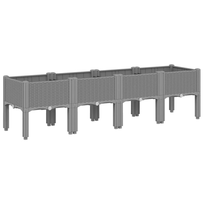 vidaXL - Plantenbak - met - poten - 160x40x42 - cm - polypropeen - lichtgrijs