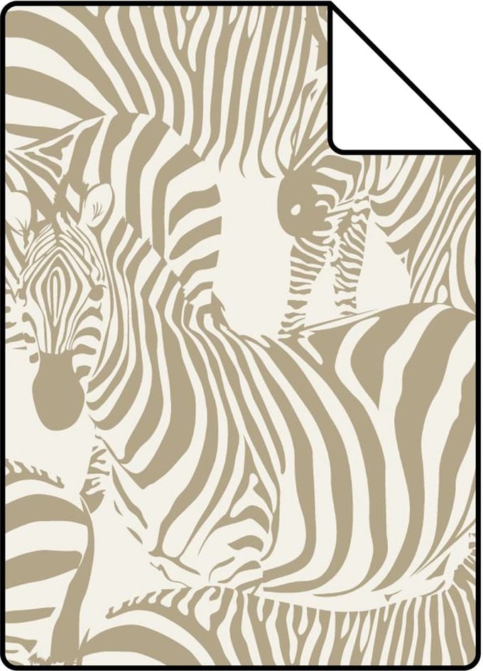 Proefstaal ESTAhome behang zebra's donker beige - 26.5 x 21 cm - 132211-S