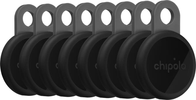 Chipolo LOOP – Bluetooth Tracker & KeyFinder – Oplaadbaar & Waterdicht - Compatibel met Apple Find My & Google Find Hub – 125 dB – Charcoal - 8 Pack
