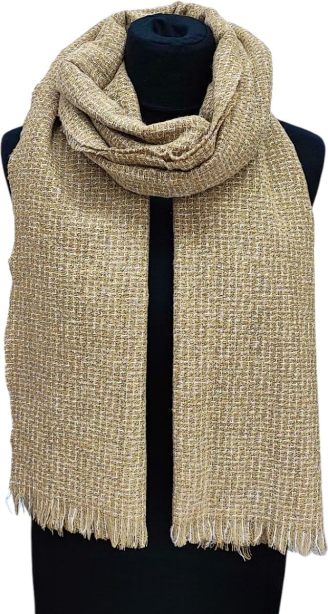 Lange Warme Sjaal - Zilver Accent - Khaki - 195 x 63 cm (2471#)