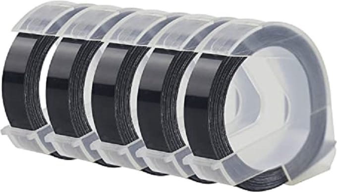 Dappaz 5 stuks Compatible Dymo Label 3D - 9 mm Wit op Zwart S0898130 Reliëflabel - Lettertang