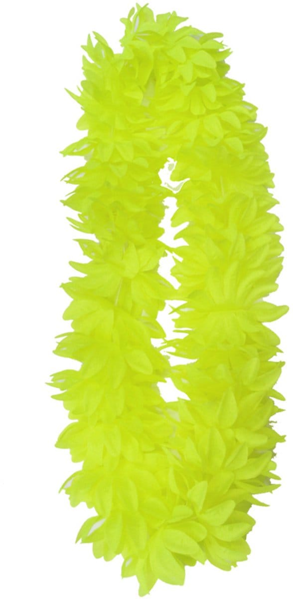 Partyxplosion Hawaii slinger - neon geel - 1 m - polyester - feestartikelen