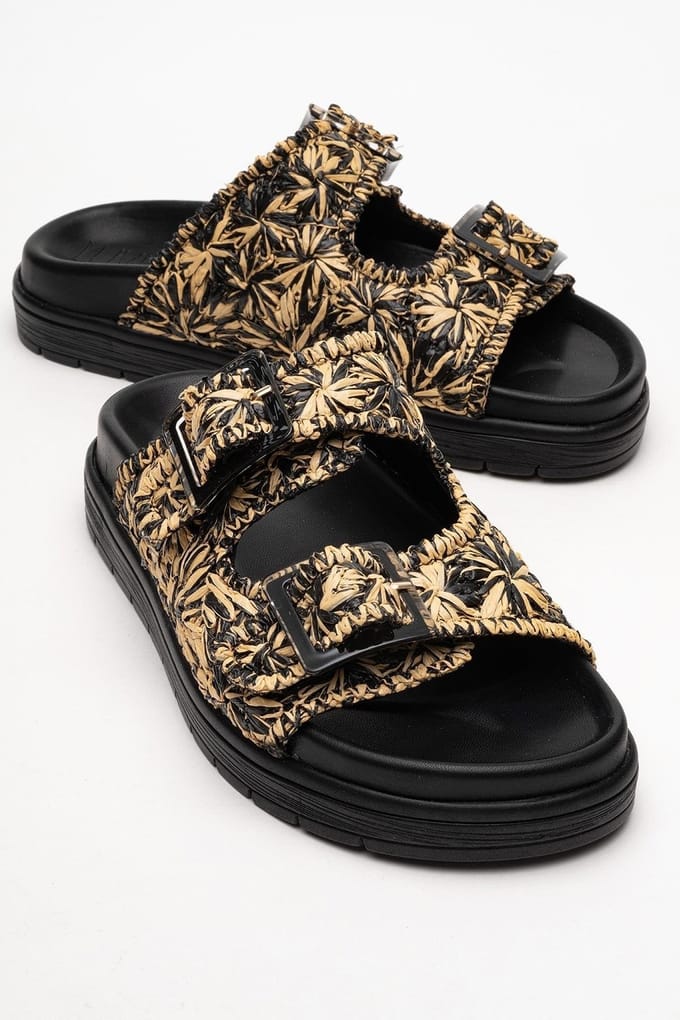 Milana Leer Double‑Strap Sandaal (Women)