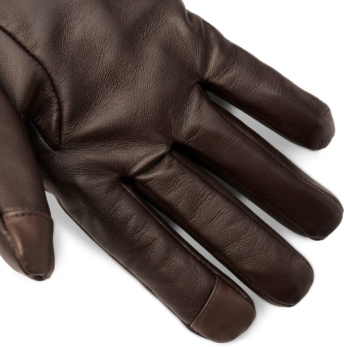Bruine Geribbelde Leren Handschoenen voor Touchscreens