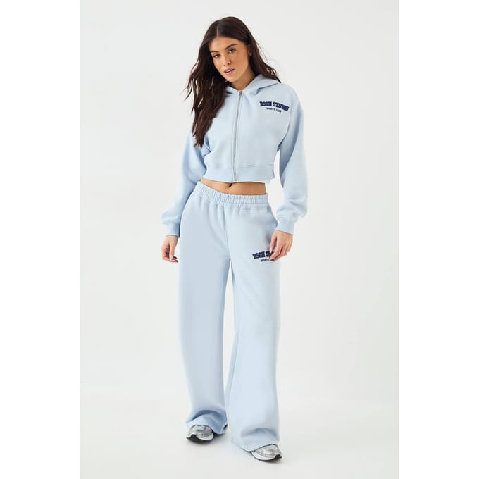 Dames DSGN Studio Applique Rechte Pijp Jogger | Light Blue | Maat: 2XL