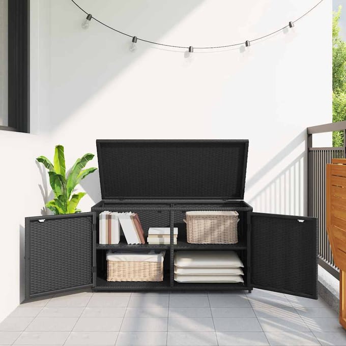 vidaXL Tuinkast 110x55x60,5 cm poly rattan zwart