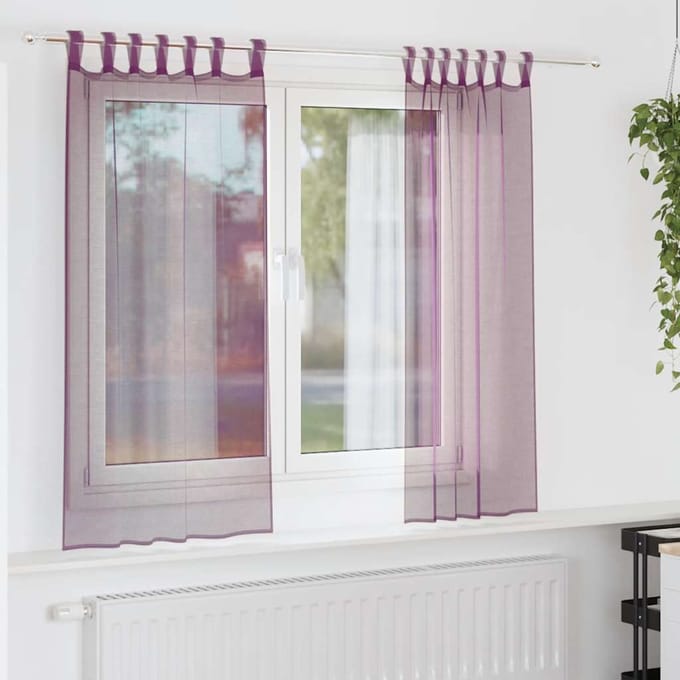 vidaXL - Gordijnen - met - lussen - 2 - st - paars - 140x140 - cm