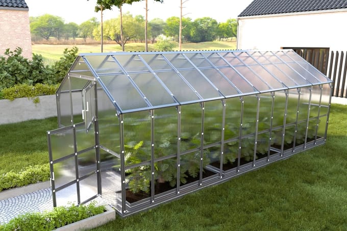 KLASIKA HOUSE Tuinkas - 2,35 x 6,12 m (14,38 m²) - 6 mm Dikte - Kweekkas - Polycarbonaat afdekking