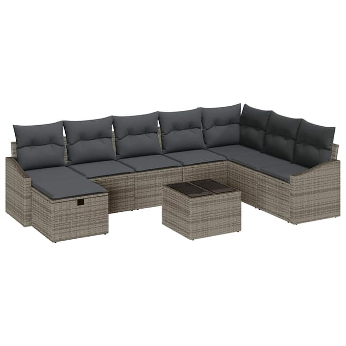vidaXL - Bankstel - 8 - st - poly - rattan