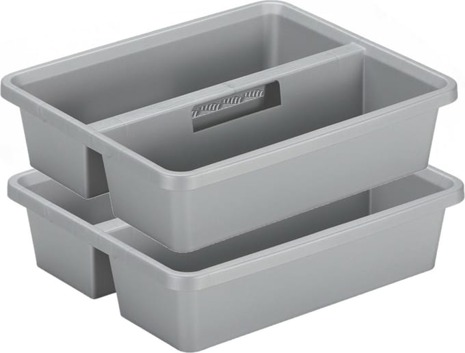 Sunware organiser - 2 stuks - kunststof - 44 x 35 cm - grijs - 2 vakken