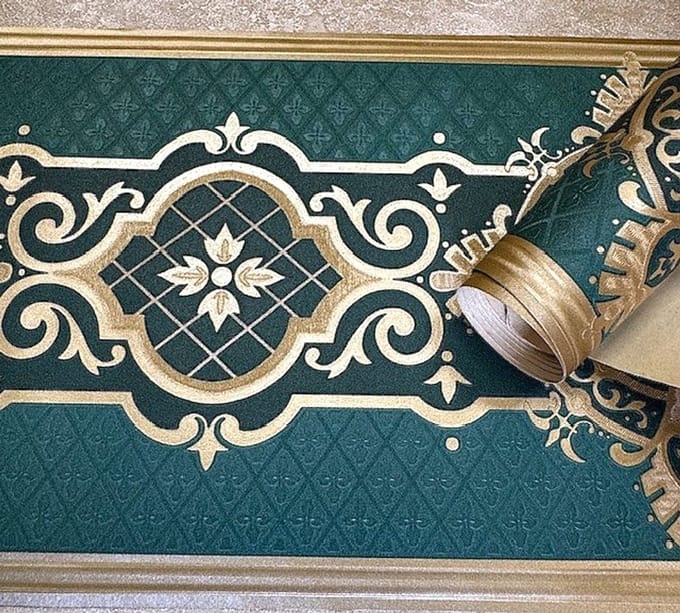 Behangrand Klassiek Ornament – Groen & Goud – Brede Rand 5 Meter x 17 cm – Luxe Barok Design