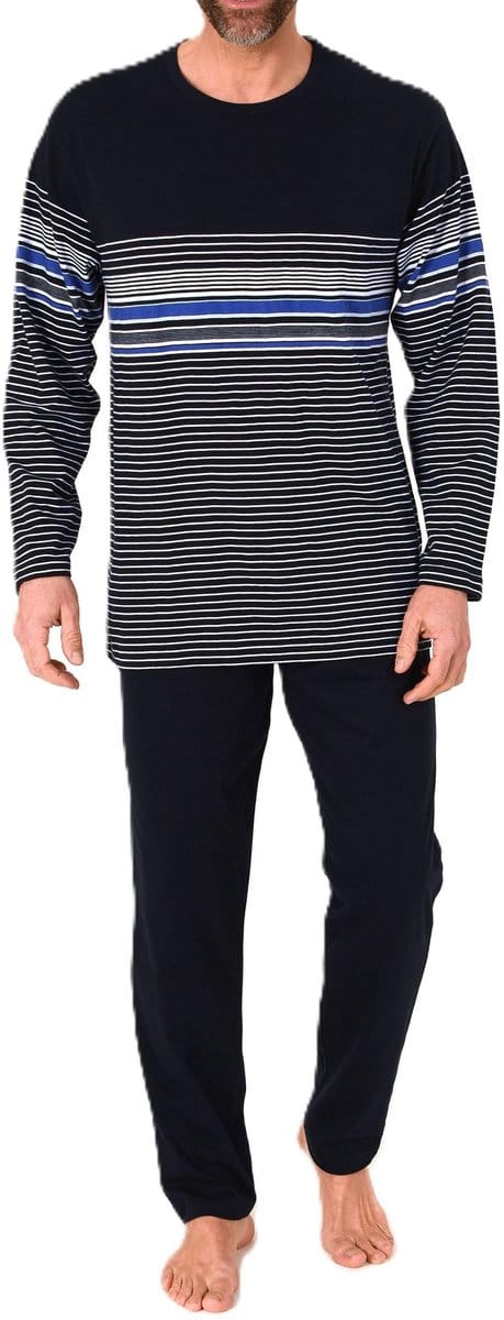 Lange Normann herenpyjama in een elegante gestreepte look
