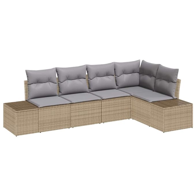 vidaXL Tuin Sofa Set 5 st Beige poly rattan