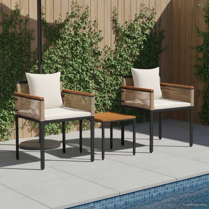 vidaXL - Buitenmeubels - set - met - kussen - Beige - en - Crème - Wit - poly - rattan