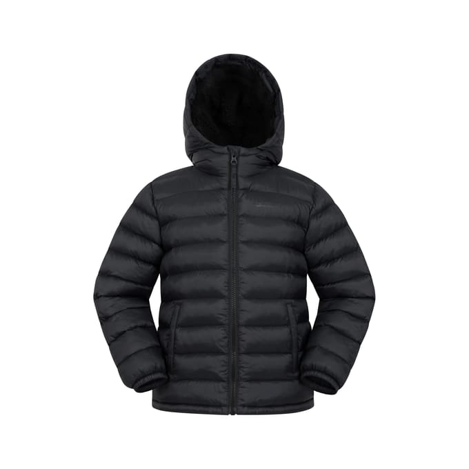 Mountain Warehouse Gewatteerde jas met imitatiebont voor kinderen/kinders (Zwart)