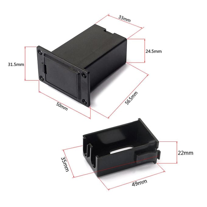 9V batterijhouder, vak voor akoestische gitaar/bas-pickup