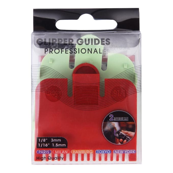 2 stuks Professionele Knipgids Kam 1,5 mm 3 mm Set Kleurrijke Limiet Kam Set voor Elektrische Haarsnijder veelkleurig