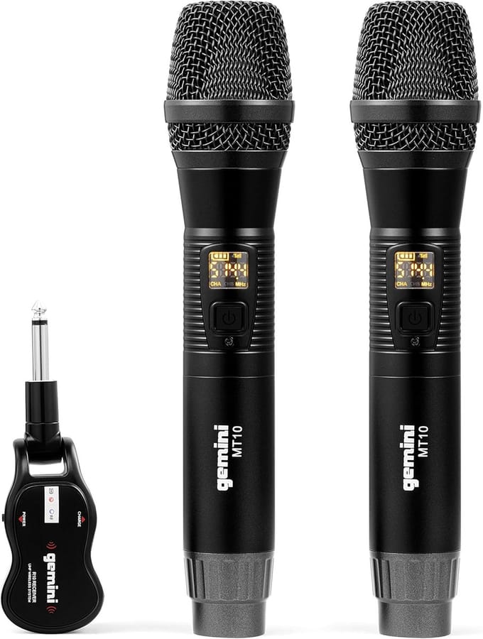 Draadloze Microfoonset - UHF Microfoons - Live Optredens - Oplaadbaar Systeem - 2-Pack - Zwart