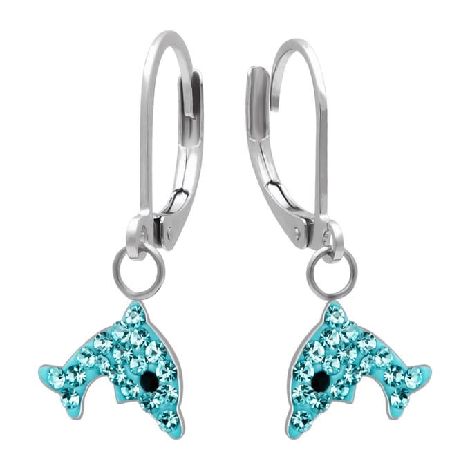 Oorhangers Kinderen Dolfijn - Chirurgisch Staal, Blauw, 7 mm