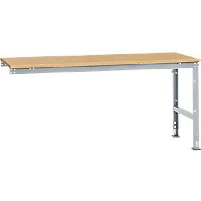 Manuflex aanbouwtafel UNIVERSAL Standaard, tafelblad multiplex, 2000 x 1000, aluminium zilver