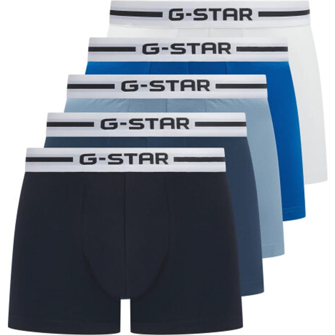 G-Star Heren Boxershorts Trunks HEMLOCK 5-Pack Multipack Zwart/Blauw/Wit - Maat M