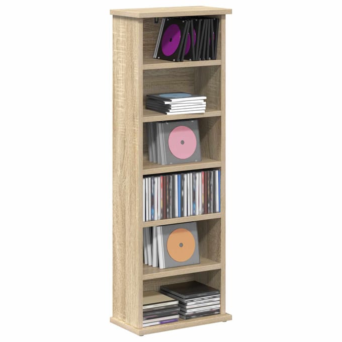 vidaXL - CD - Kast - Sonoma - Eiken - 60 - x - 17 - x - 92 - cm - Bewerkt - hout