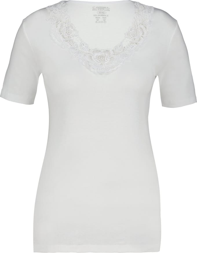 Toker Dames Shirt met kant - Wit - 100% katoen - Maat 40/42