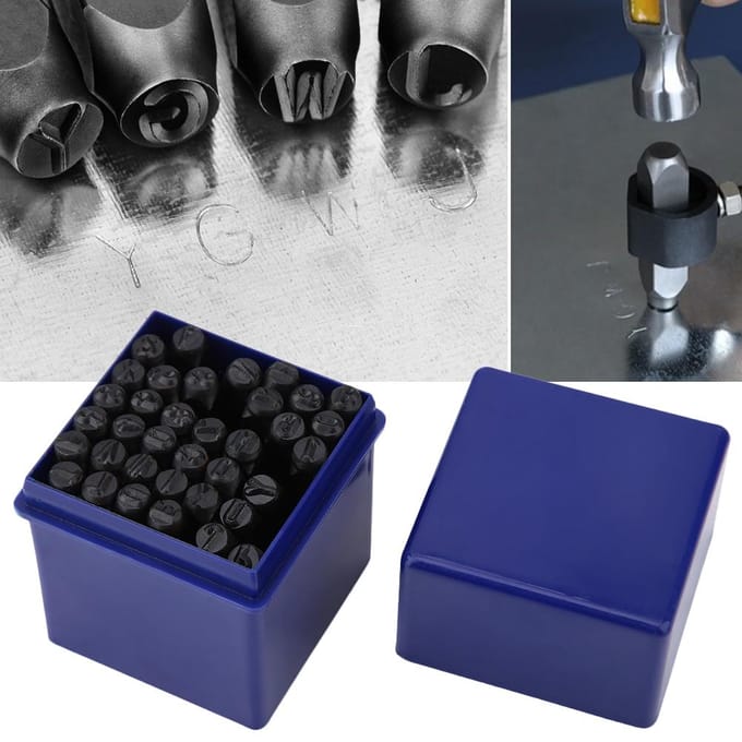 Kit d'outils de poinçonnage et de marquage de lettres et de chiffres en acier de 5 mm, 36 pièces/ensemble black