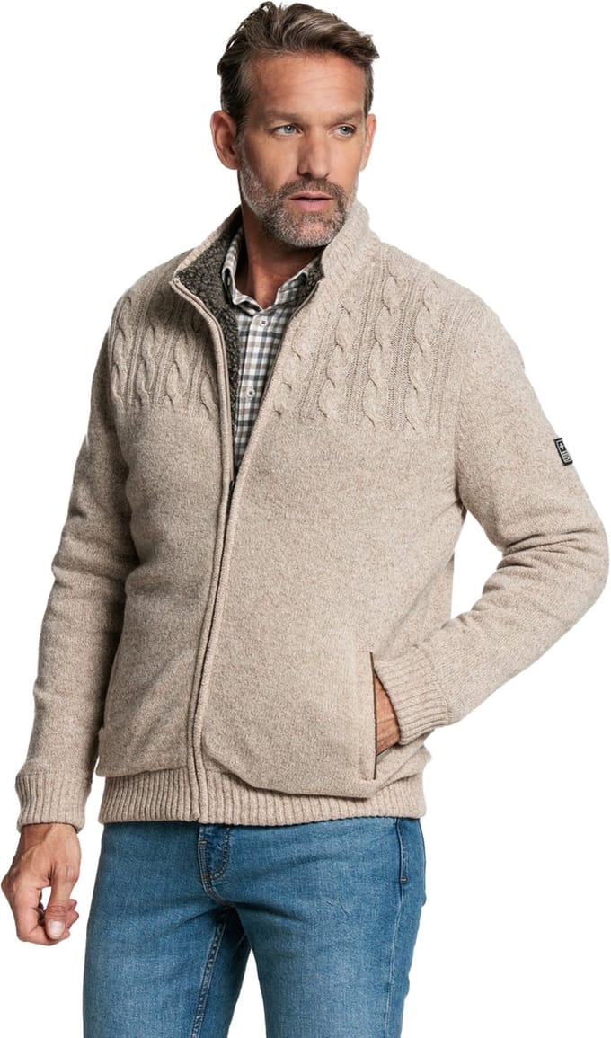 Baileys Vest Cardigan Zip Single Knit Top Cable Knit Beige / male