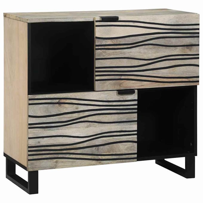 vidaXL - Dressoir - Wit - 80 - x - 33 - x - 75 - cm - massief - mangohout