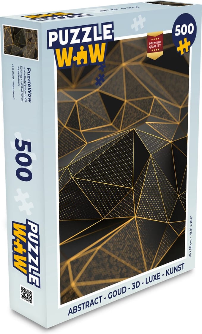 Puzzel Abstract - Goud - 3D - Luxe - Kunst - Legpuzzel - Puzzel 500 stukjes