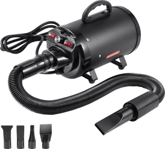 Luxe hondenföhn - 4 Hoofdstukken - 2000W - 2,7 Pk - Instelbare snelheid - Zwart