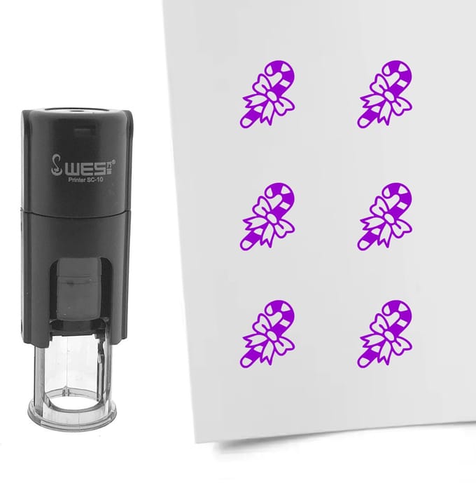 CombiCraft Stempel kerststok 10mm rond paarse inkt - per 1 stuk